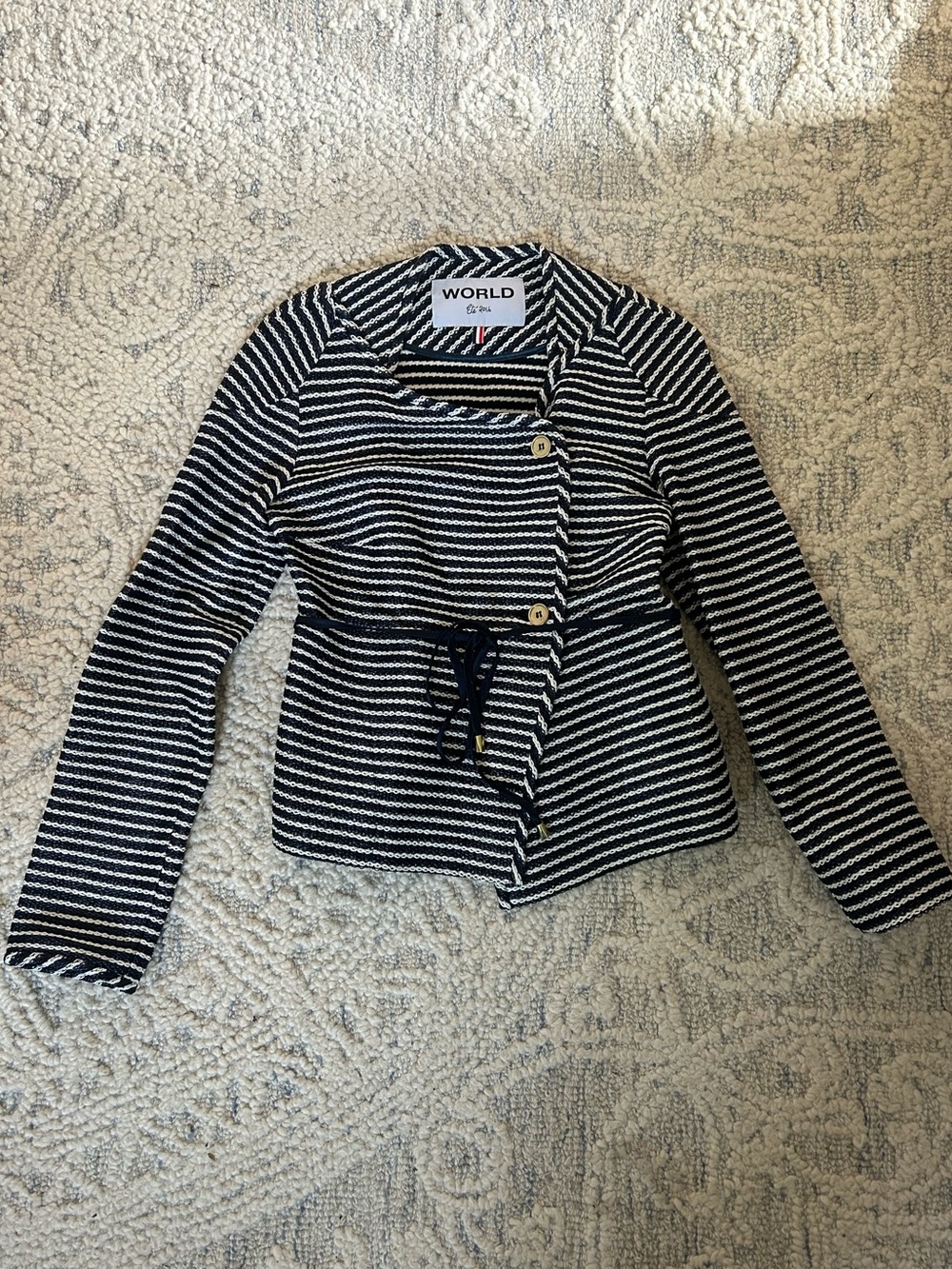 WORLD New Zealand Striped Bouclé Jacket – Size XS – Retail $995